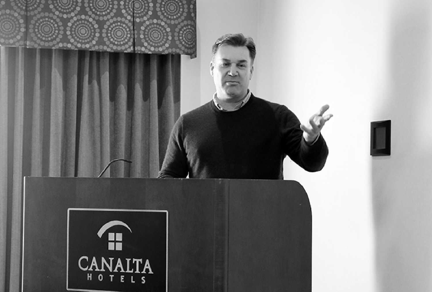 Moosomin MLA Steven Bonk spoke about the budget, the CT scanner, and Highway 8 repairs at the Moosomin Chamber meeting on Tuesday.